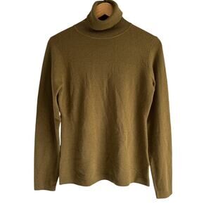 Garnet Hill Women’s Size Small 100% Cashmere Turtleneck Sweater Muted Green